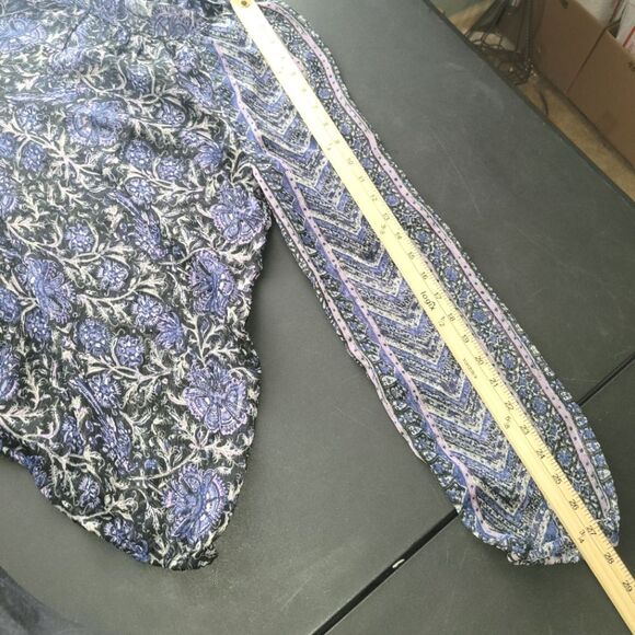 Lucky Brand Black Blue Sheer Top Large - Picture 10 of 11